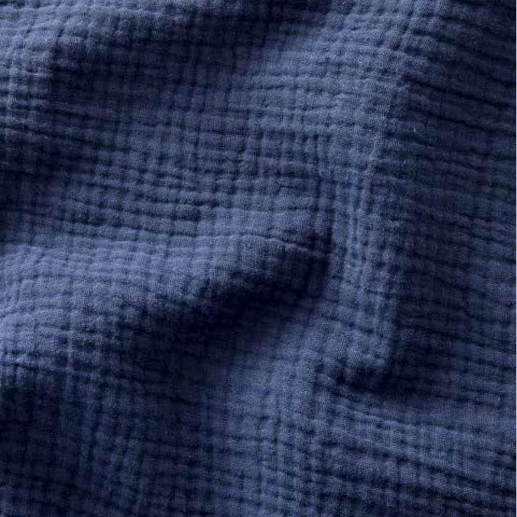 tissu double gaze coton oeko-tex bleu indigo