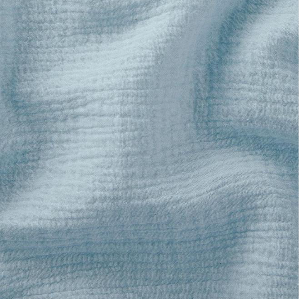 tissu double gaze coton oeko-tex bleu baltique